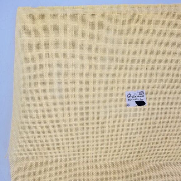 Vintage 18 Ct Lemon Drop Yellow Cross Stitch Aida Cloth Fabric 19" x 13" - Picture 3 of 5